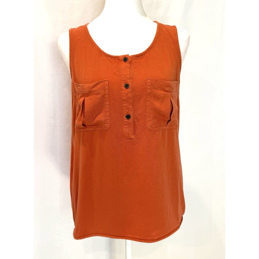 A.n.a. Women’s Sleeveless Orange Top Size Small S Button Front Pockets